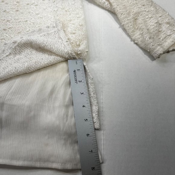 Alfani Womens Sz Large Top V Neck Lined Lace Outer Hi Lo Pullover White Preowned - Picture 6 of 14